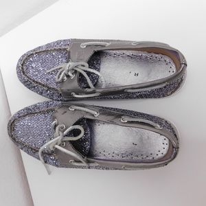 Sperry Silver Glitter Boat Shoe